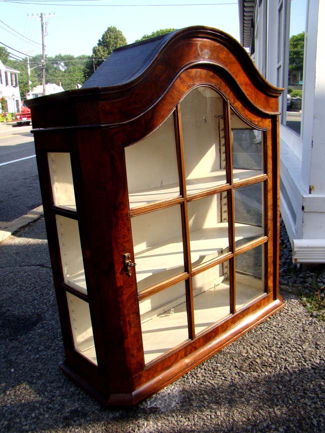 A small and attractive 19th century Dutch hanging wall cupboard in burled walnut — image 2